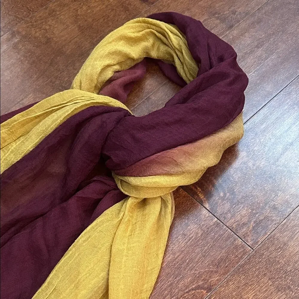 Two-Tone Ombre Scarf, Semi Transparent and Gauzy, Oversized Rectangle